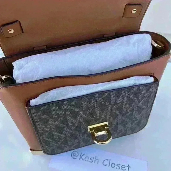 Michael Kors Manhattan Satchel Medium Leather Brown - Picture 7 of 11